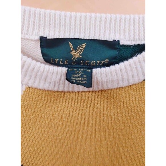 Vtg Lyle & Scott Sweater Diamond Checkered Pattern Golf Long Sleeve Size XXL - Picture 6 of 7